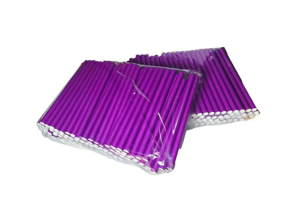 Paper drinking straws purple 11 mm for bubble tea 100 pieces