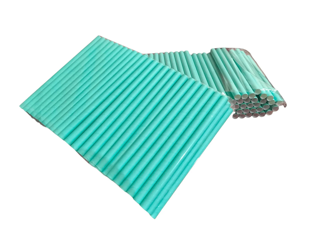 Paper drinking straws mint green 11 mm for bubble tea 100 pieces