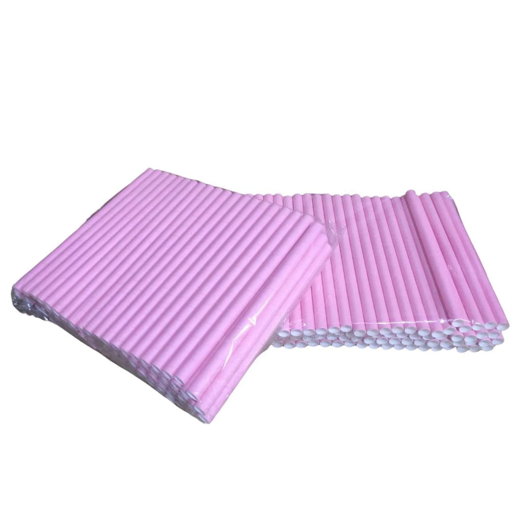 Paper drinking straws pink 11 mm for bubble tea 100 pieces