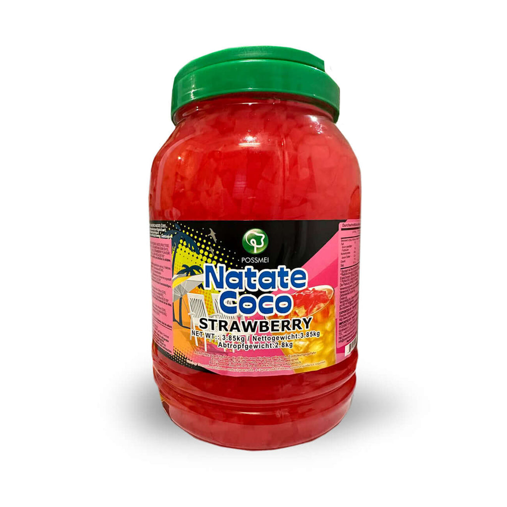 Nata de Coco Erdbeer-Geschmack 4 kg – Fruchtige Kokoswürfel für Bubble Tea und Desserts – BobaBit