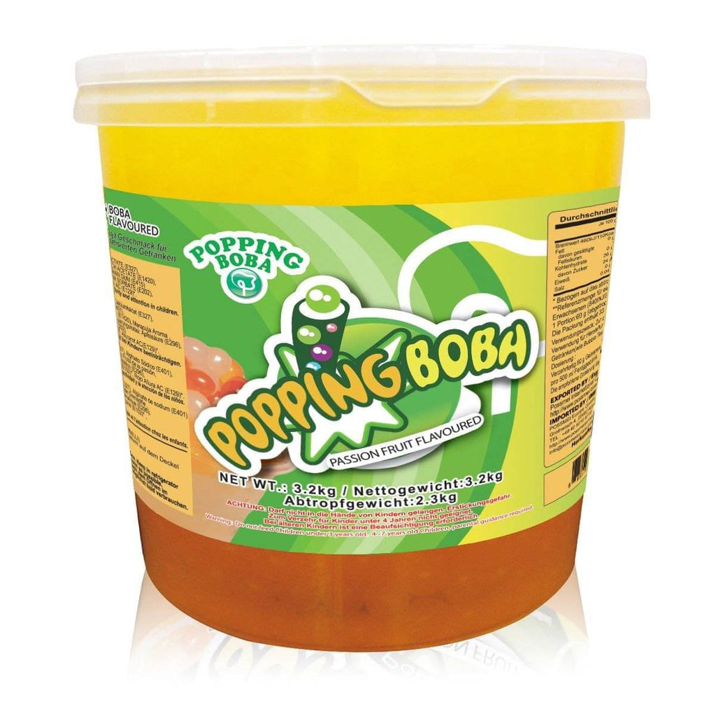 Popping Boba Maracuja 3.2 kg – Saftperlen mit Passionsfruchtgeschmack für Bubble Tea – TM Possmei – BobaBit