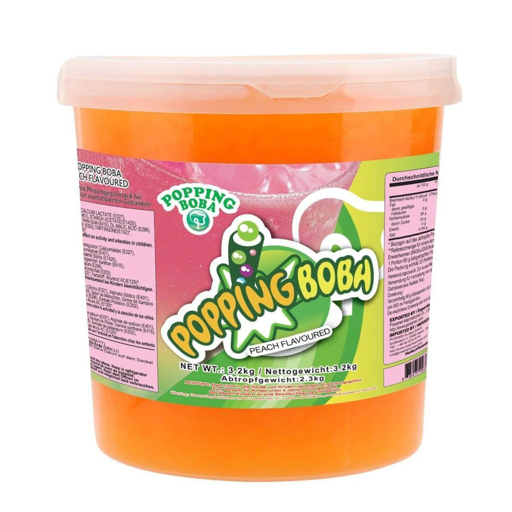 Popping Boba Pfirsich 3.2 kg – Saftperlen mit Pfirsichgeschmack für Bubble Tea – TM Possmei – BobaBit