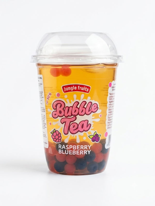 Bubble Tea 390 ml Blaubeere-Himbeere im Becher mit Popping Boba