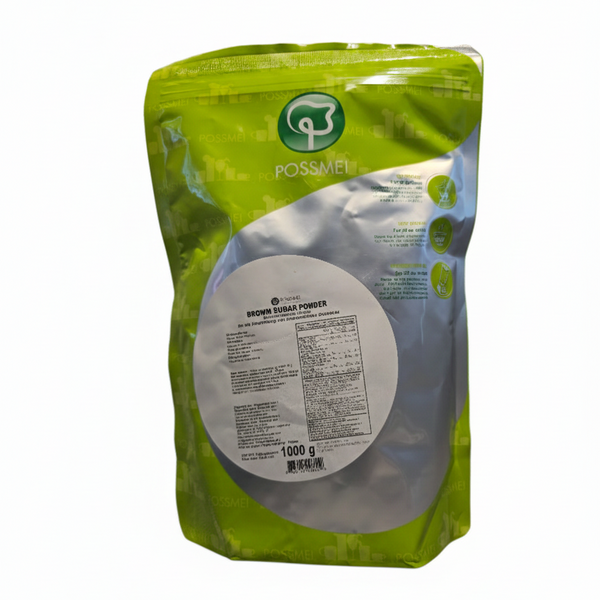 Brown sugar powder for Bubble Tea, back side of packaging with ingredients and nutrition facts