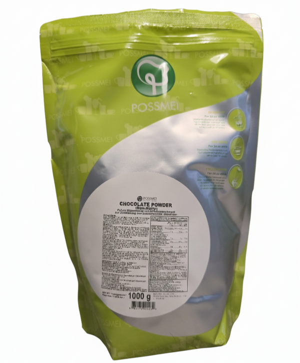 Chocolate instant powder for Bubble Tea, back side of package with composition and nutrition facts