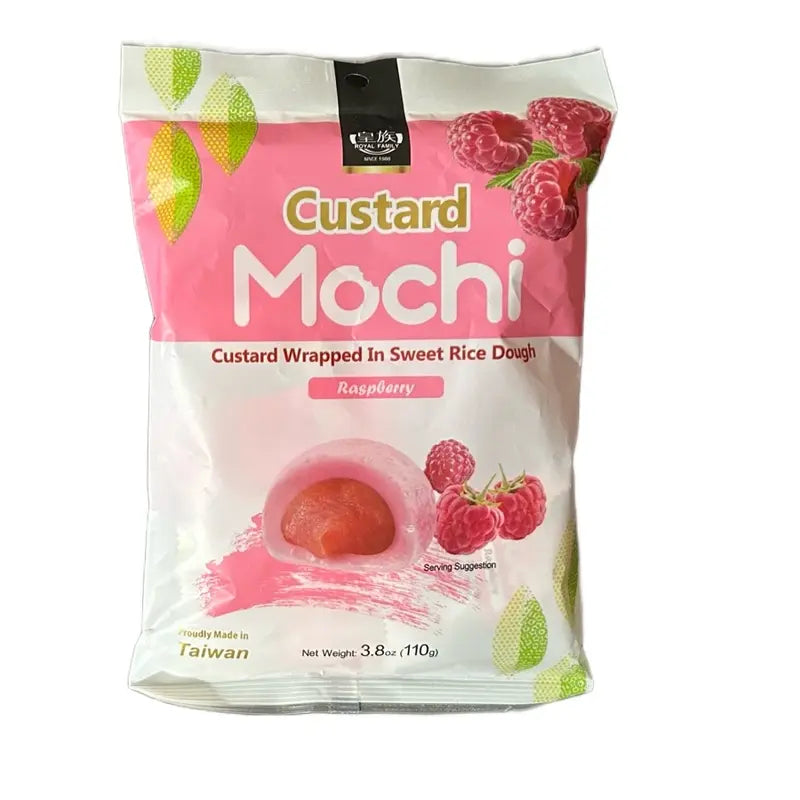 Weiche Custard Mochi mit Puddingfüllung & Himbeere 110g