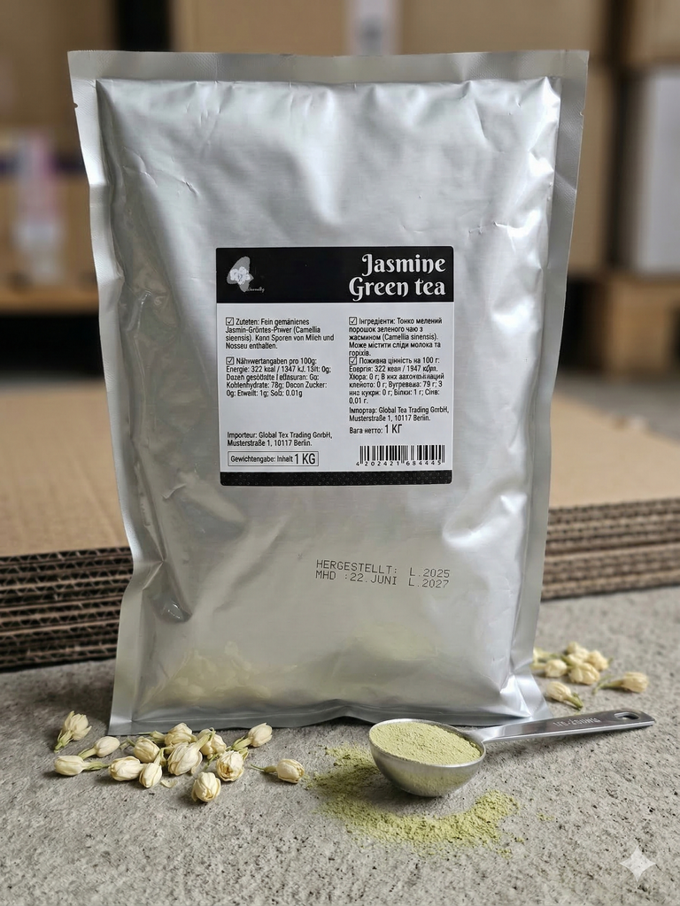 1 kg Packung Jasmin Grüntee Pulver (Instant) der Marke Bobo4T für aromatischen Bubble Tea Milk Tea.