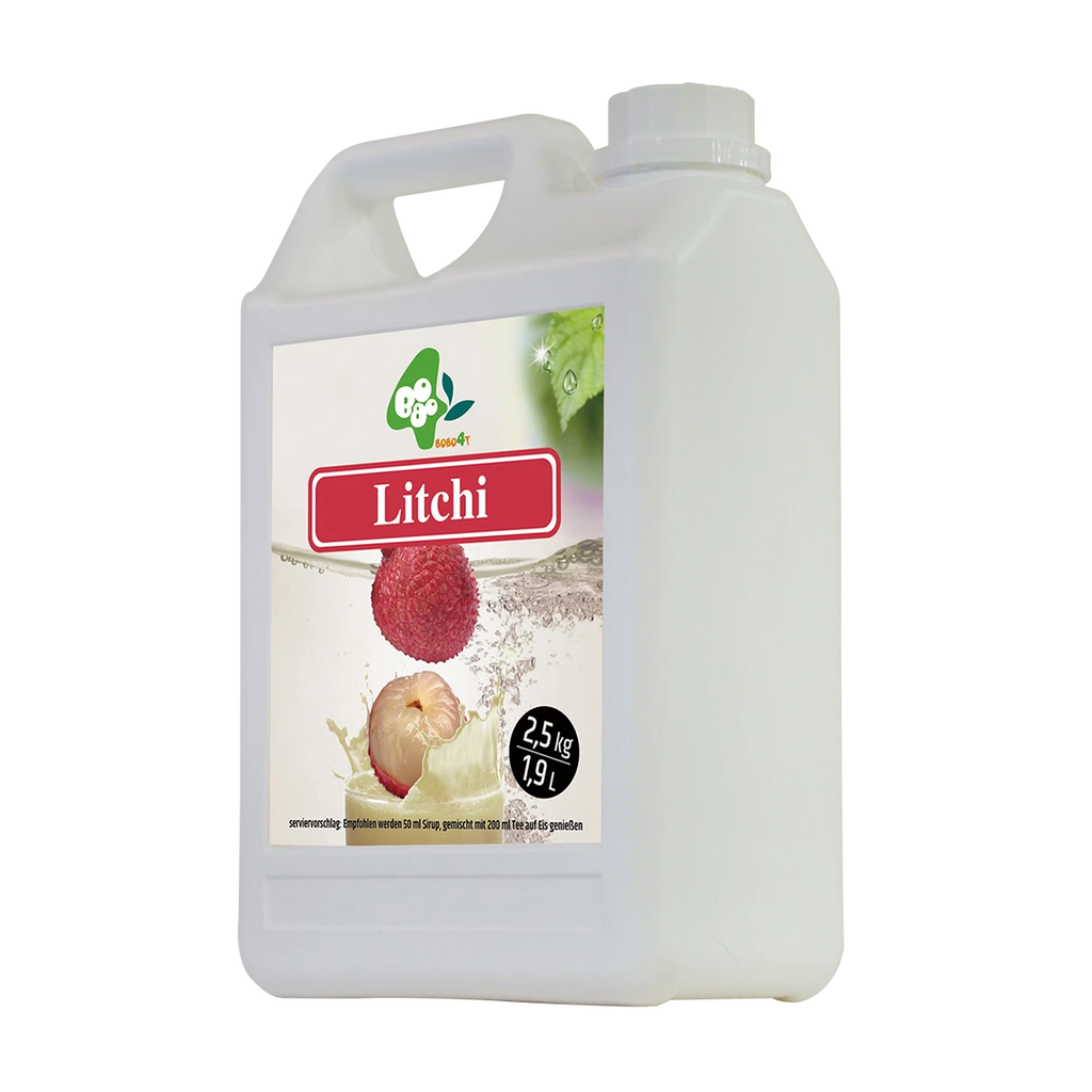 2,5kg Kanister mit Litchi-Fruchtzubereitung für authentischen Bubble Tea