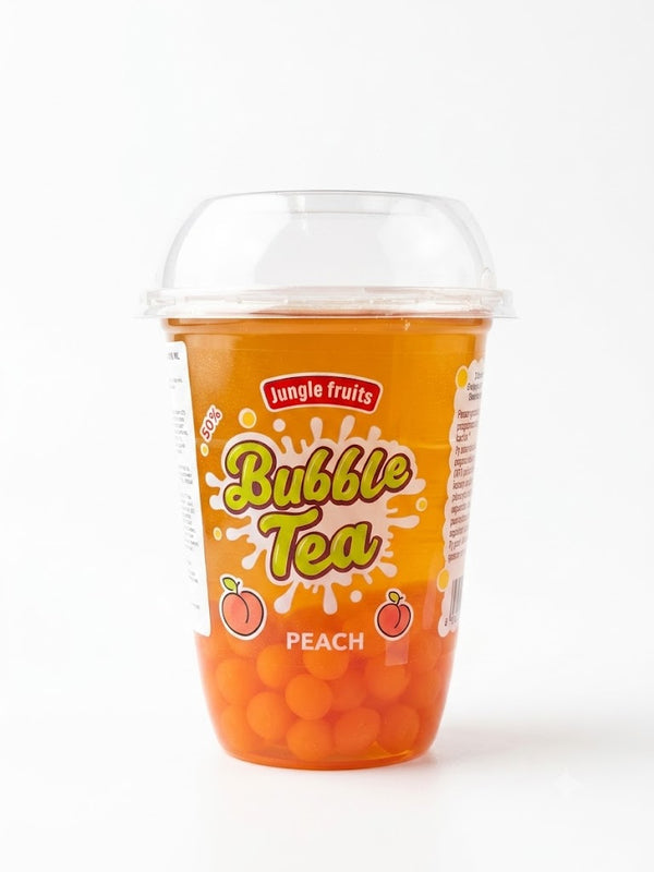 Bubble Tea 390 ml Pfirsich im Becher mit Popping Boba