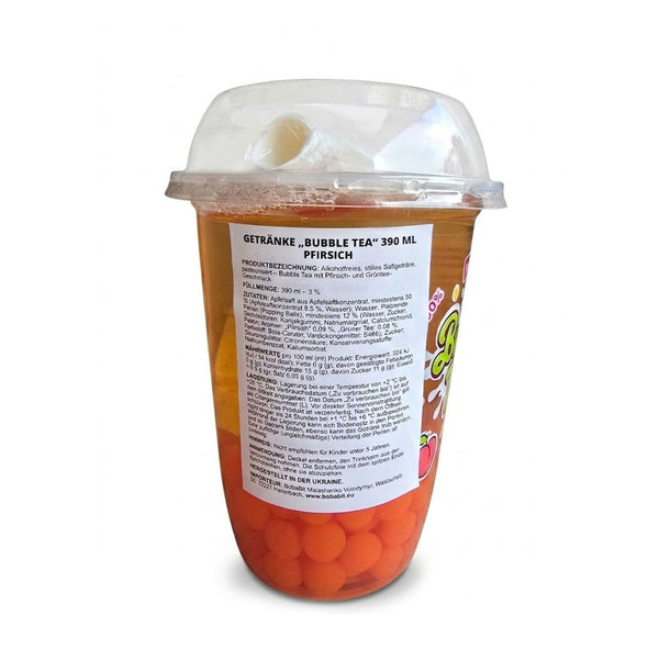 Bubble Tea 390 ml Pfirsich – trinkfertig mit Popping Boba
