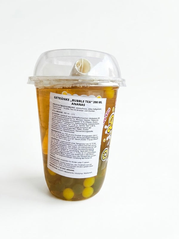 Bubble Tea 390 ml Ananas – trinkfertig mit Popping Boba