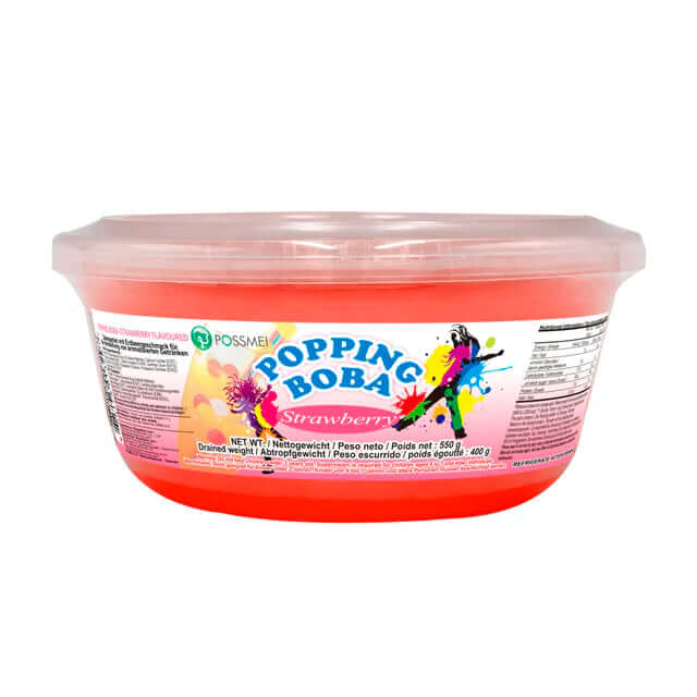 Popping Boba Erdbeere 550 g – Saftperlen mit Erdbeergeschmack für Bubble Tea – TM Possmei – BobaBit