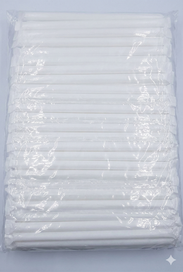 Verpackung mit transparenten Bubble-Tea-Strohhalmen