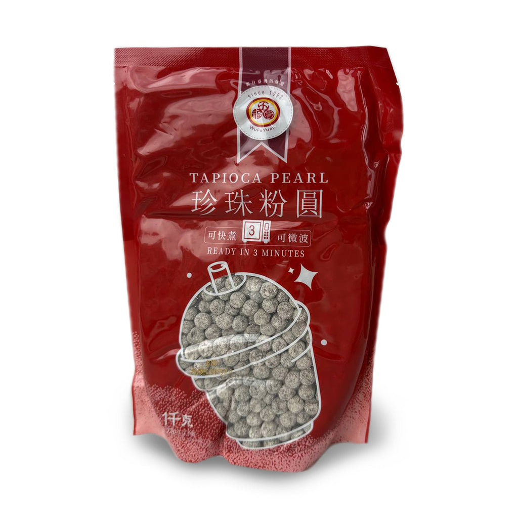 Packung Tapioka Perlen Topping Schwarz von Wu Fu Yuan 1000g für Bubble Tea